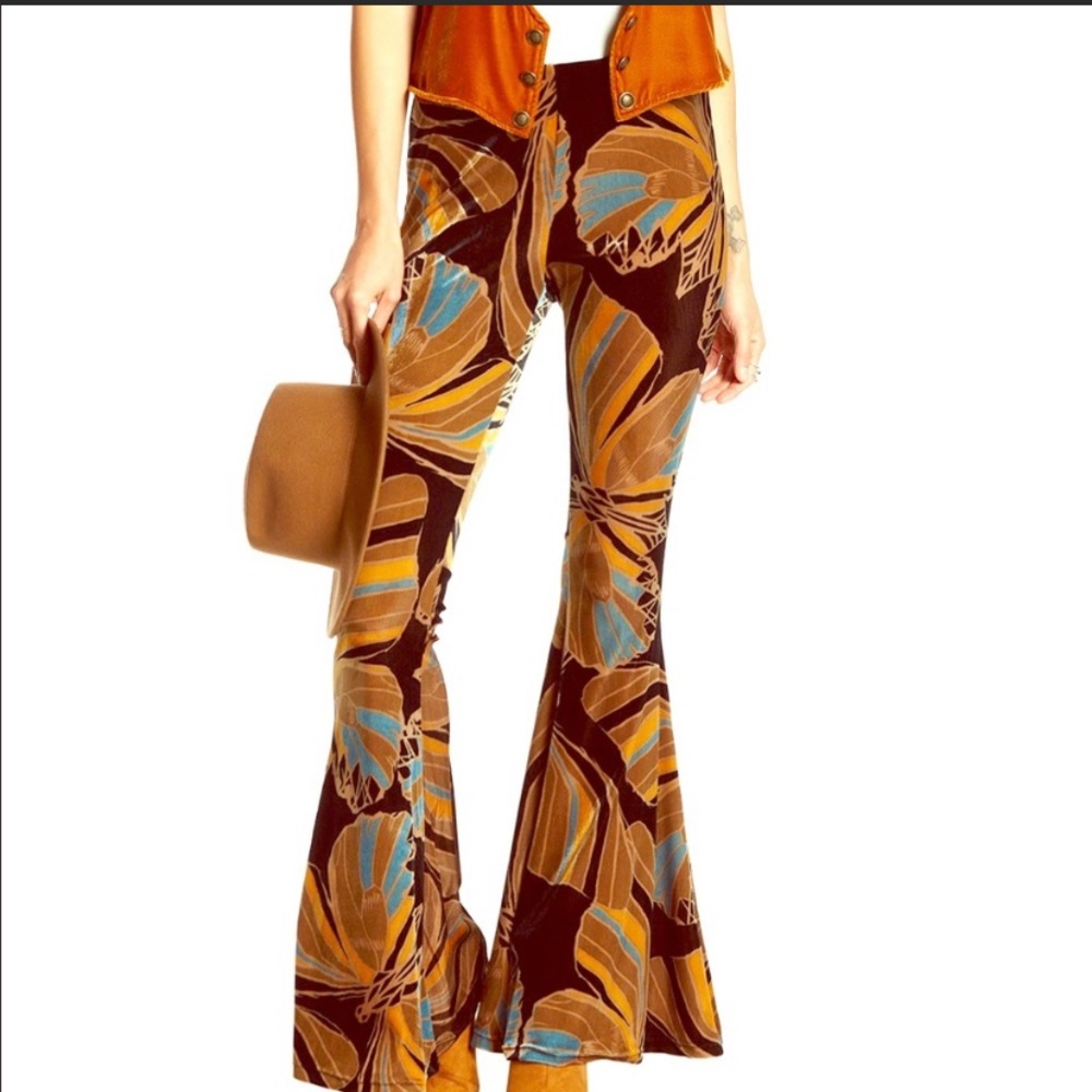 Free People Float Away Velvet Flare Pants